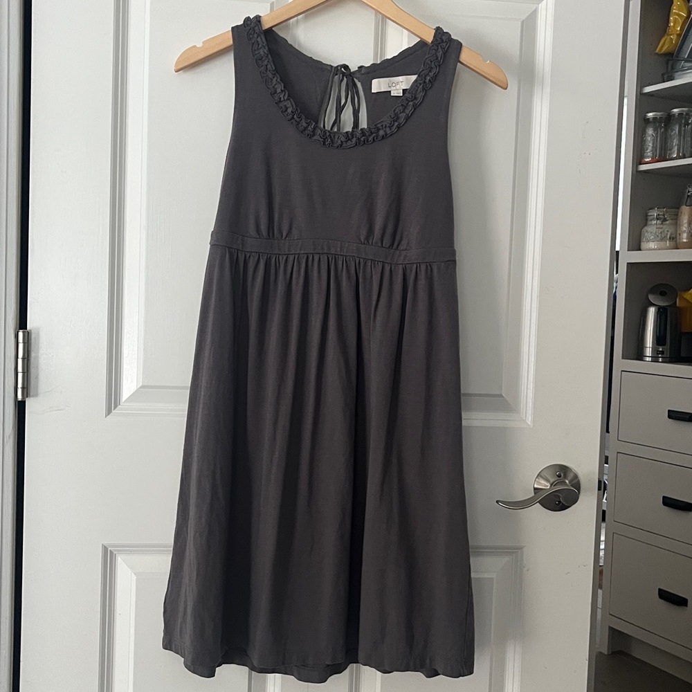 Loft Gray Cotton Sleeveless Dress Small
